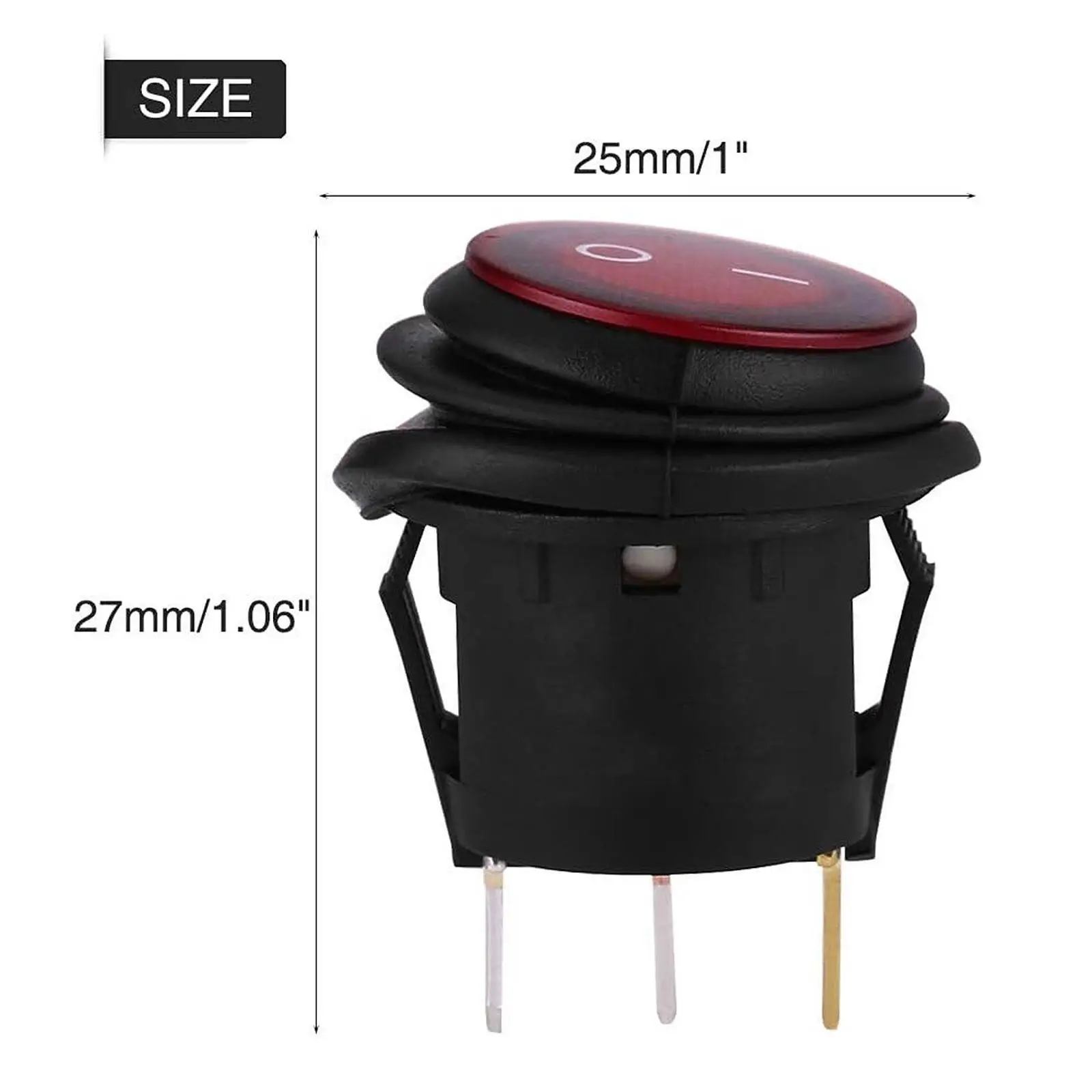 

2x2Pcs Waterproof Round Rocker Toggle Switch 3 Pins on Off for Marine RV Truck