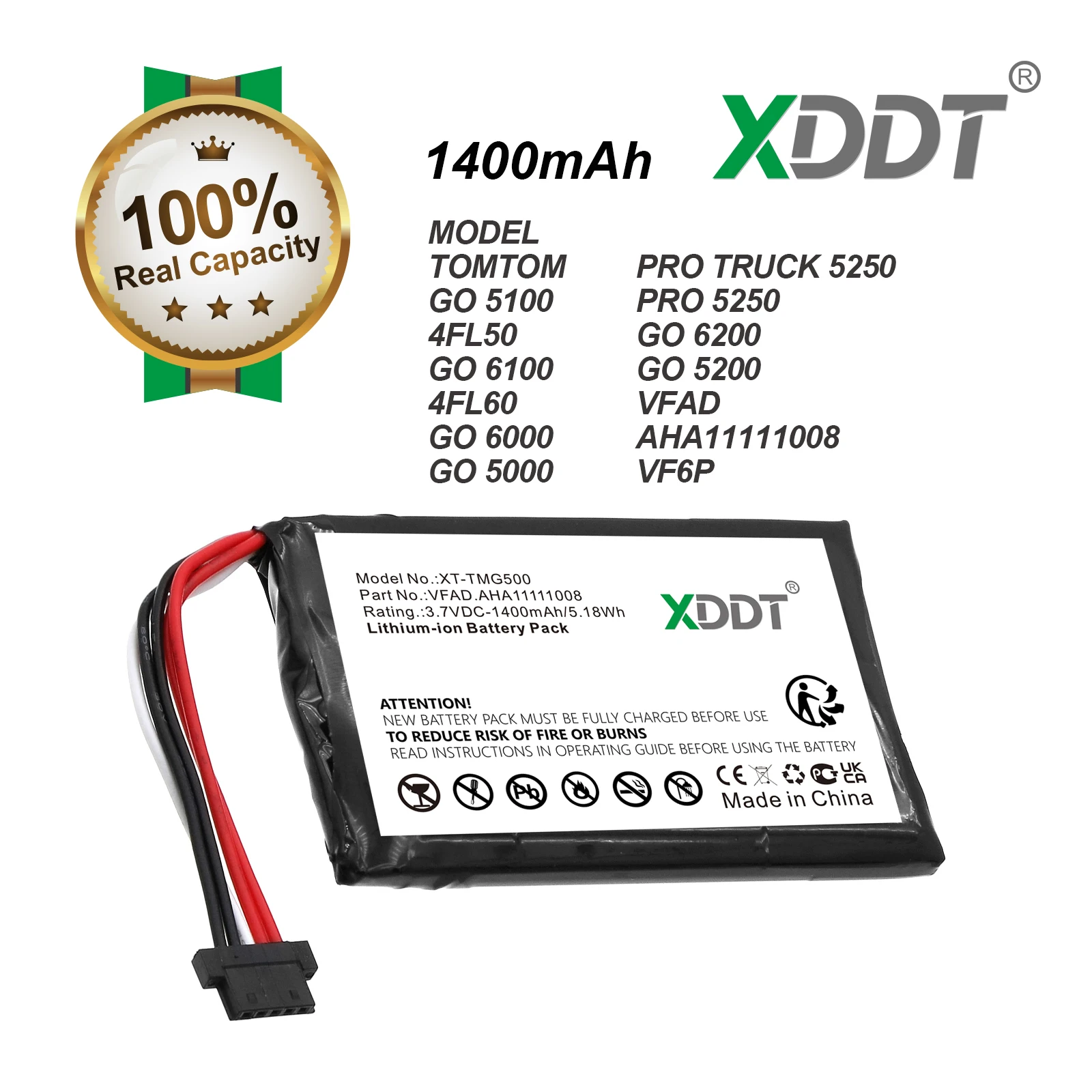 

GRYAN Battery For TomTom:6027A0089521,AHA11110005,FMB0932008731,P2,VF65,VF6D,VF6S,One 140,1EK0.052.02,One 140S US,GO 600