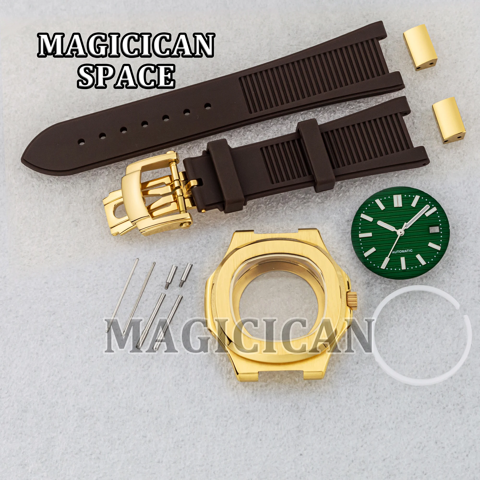 High Quality Square Watch Case Strap for Nautilus Watch Mod Parts Repair Tool Rubber Strap Waterproof Case fit NH35/36 Movement