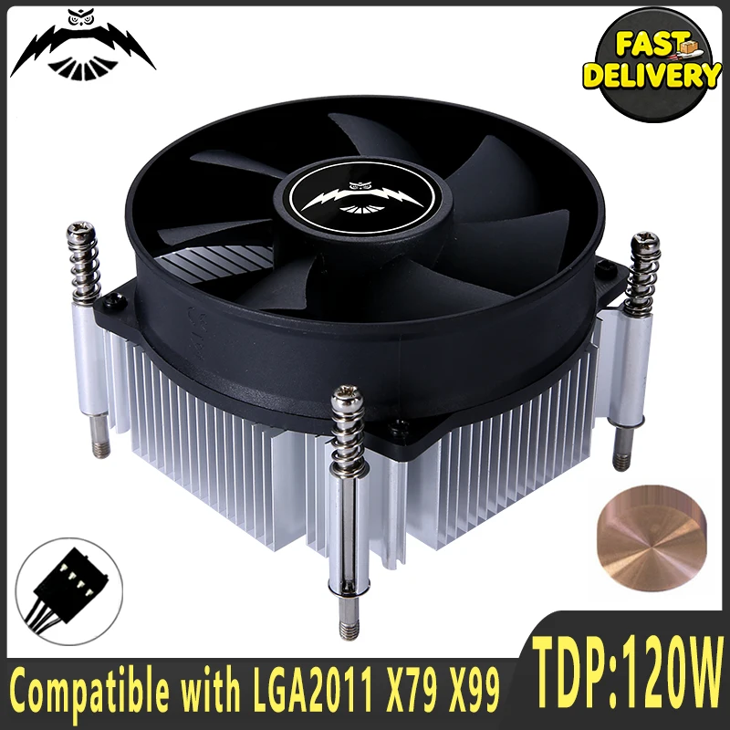 

Кулер LGA2011, совместимый с процессором E5 x79 x99, медный сердечник/алюминиевый сердечник, горизонтальный радиатор процессора, 4-контактный ШИМ-вентилятор с воздушным охлаждением