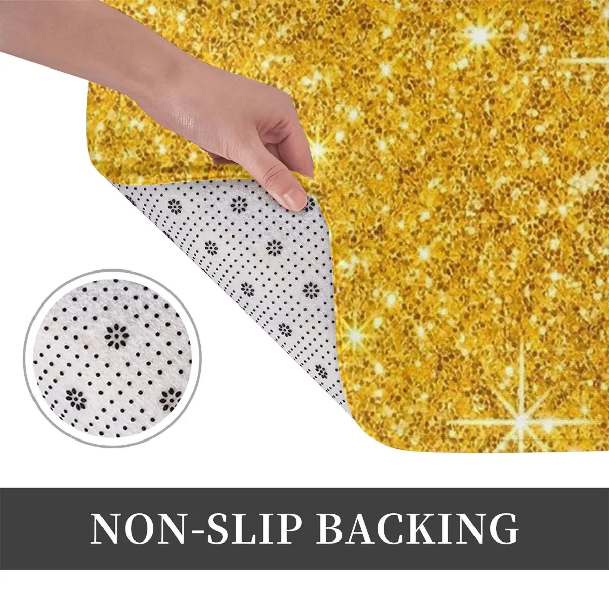 Glitter Gold Anti-slip Doormat Floor Mat Absorbent Mat Carpet Rug for Kitchen Entrance Home Balcony Footpad Mats