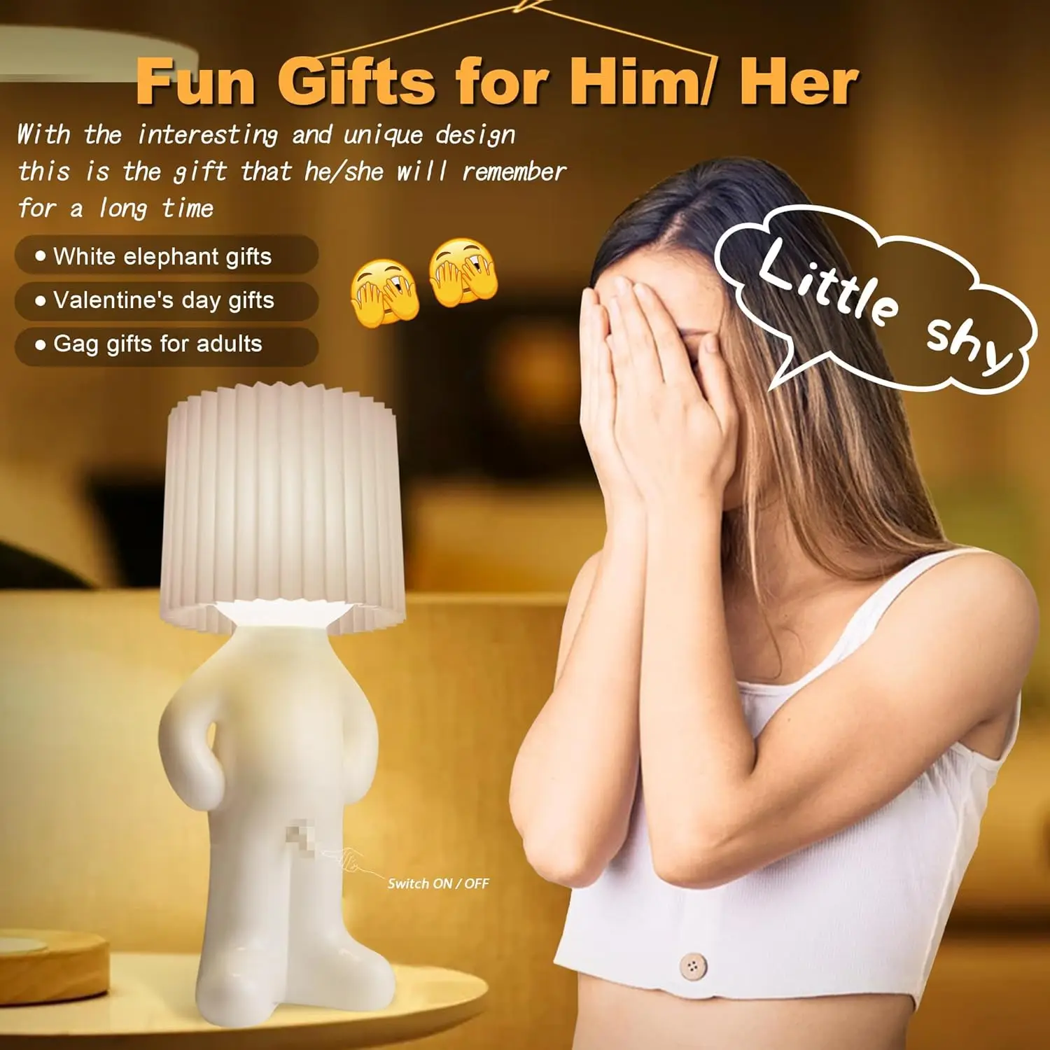 Table Lights Naughty Boy Creative Table Lamp Unique LED Pleats Reading Lighting Bedroom Bedside Night Light Children's Gift