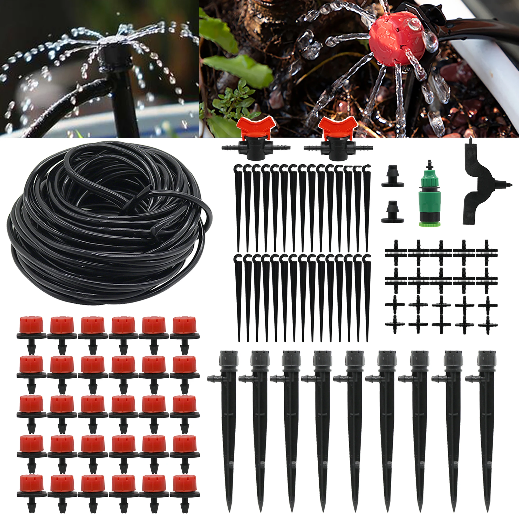 

20M Drip Irrigation System Plant Flower Automatic Watering Kit Adjustable Dripper Garden Greenhouse Balcony Yard Bonsai Supplies