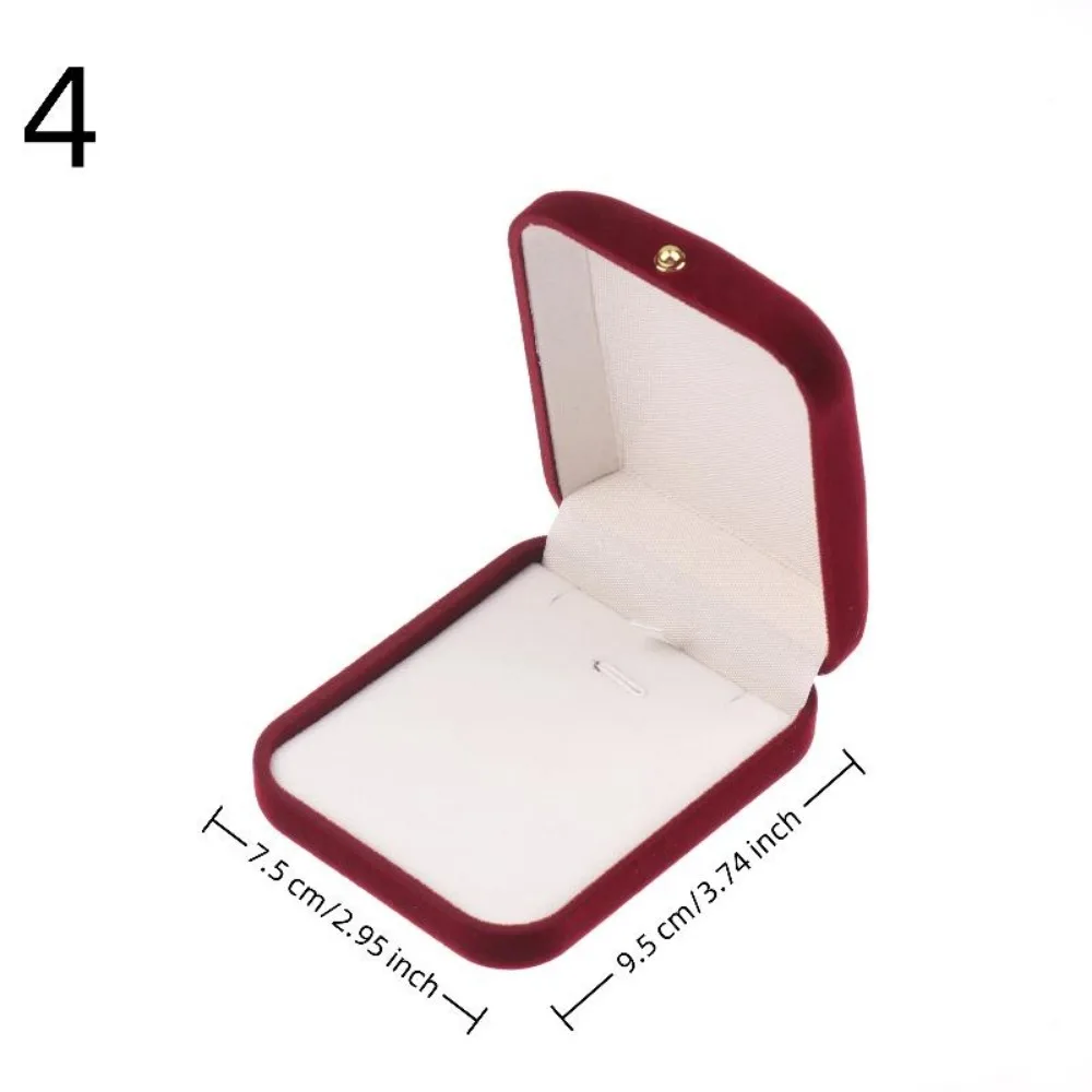 Luxury Flocking Jewelry Box Gold Buckle Red Display Storage Box Pendant Ring Earring Bracelet Packaging Box Jewelry Case