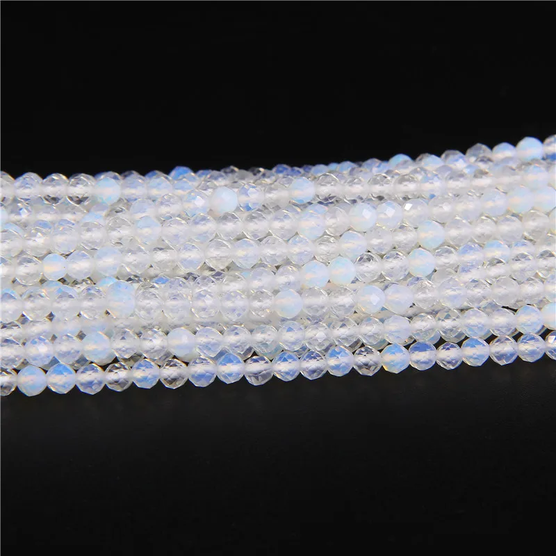 Perle d'opale à facettes blanche naturelle, perles d'espacement pour bijoux, collier exécutif, bracelet, matiques, accessoires de bricolage, Minorganisateur, adt, 2mm, 3mm, 4mm