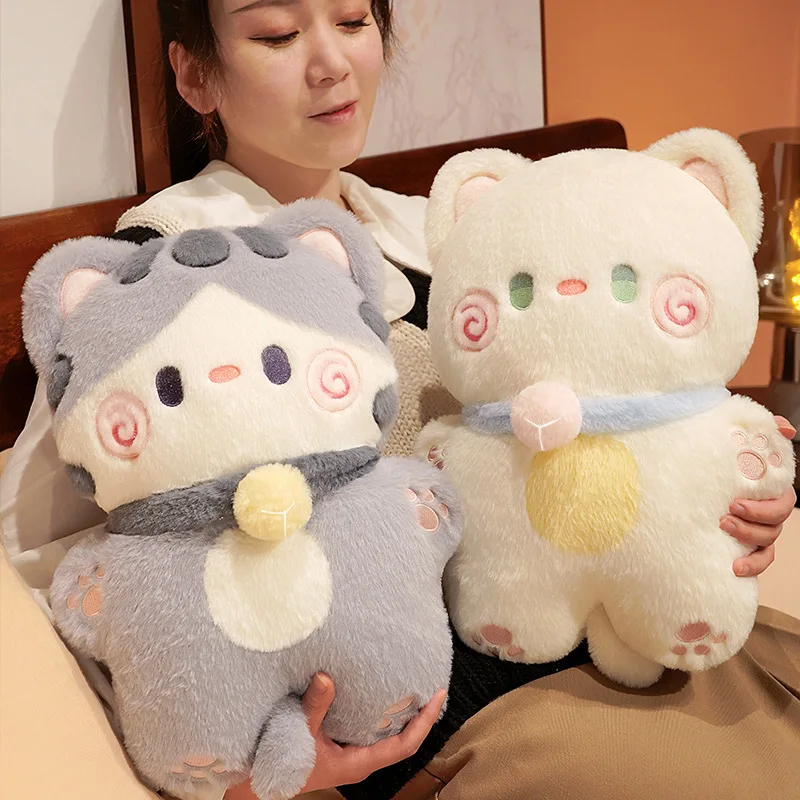 

Huggable Soft Grey Cat Pillow Plush Toys Stuffed Cute Fat Fluffy Kitten Doll Bed Sleep Pillow Home Decor Gift for Children Girl