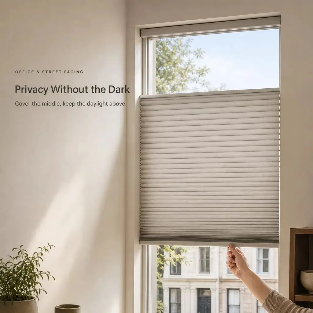 New Arrival Simple Style Easy Mount Cordless Spring Operated Child Safe Blackout Up And Down Honeycomb Blinds For Windows