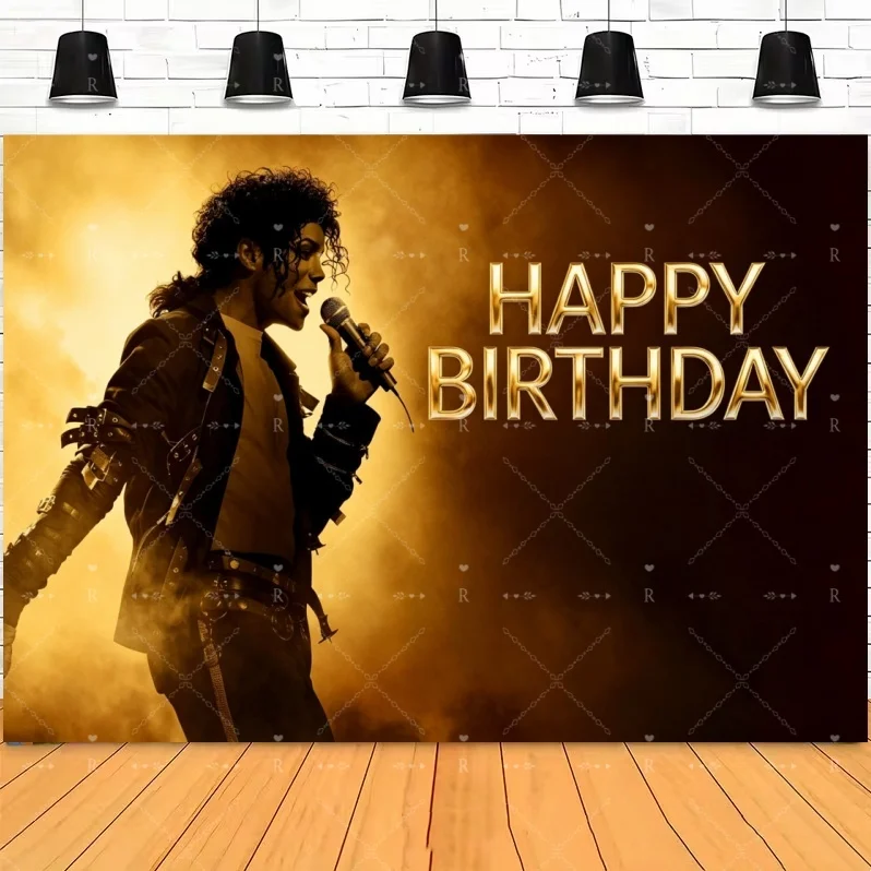 Star Michael Jacksons Geburtstagsparty-Dekorationsset: Hintergrund, Tortenaufsatz, Luftballons, Fotografie-Requisiten und Poster – Detail 9