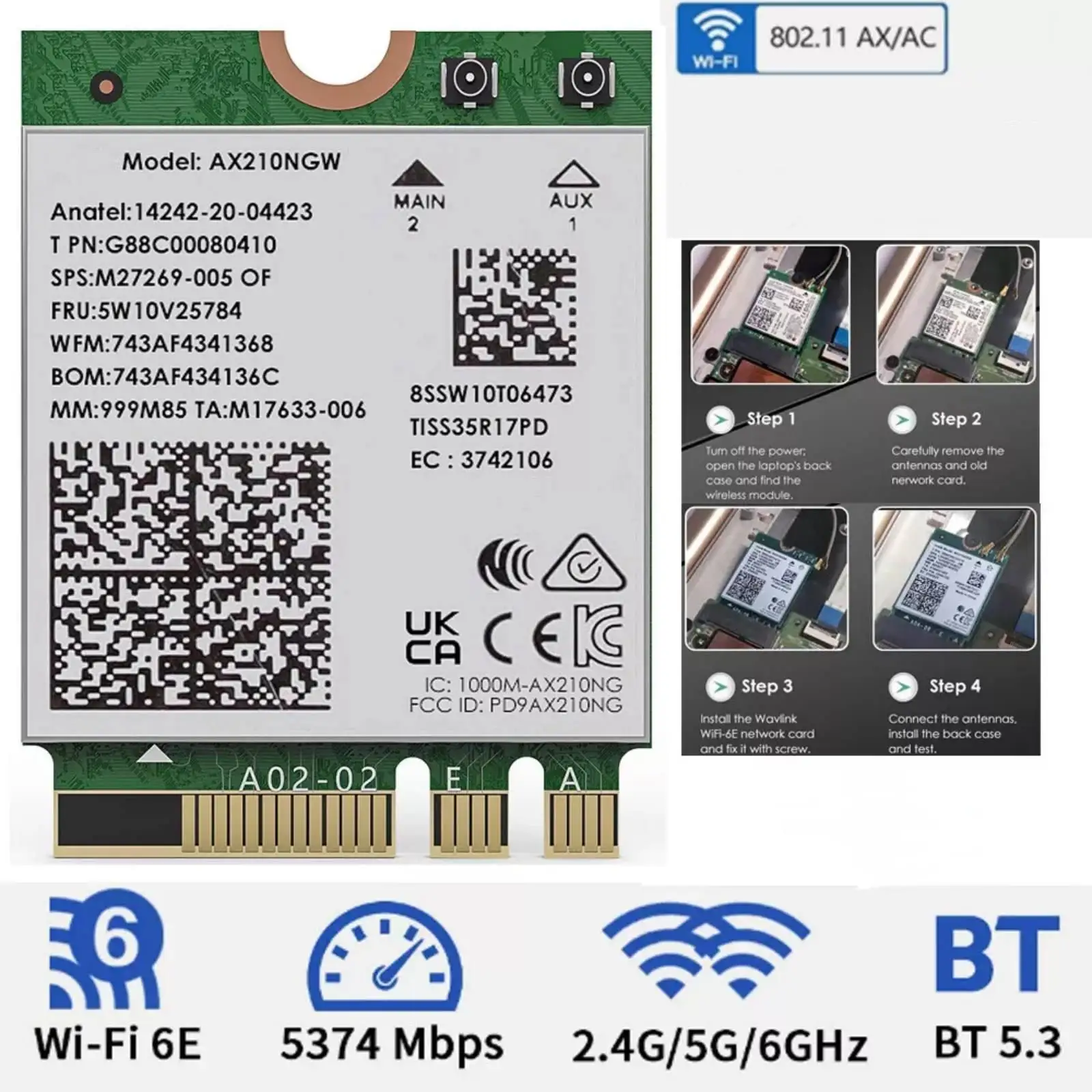 Wifi 6E AX210 Bluet…