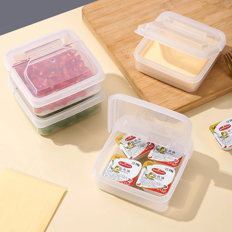 Flip Lid Food Container Fridge Crisper Fruit Seal Preservative Box Cheese Butter Organiser Onion, Ginger & Garlic Spice