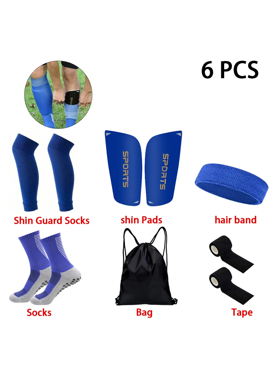 6 قطعة مجموعة الرجال النساء الرياضة عدم الانزلاق جوارب لكرة القدم الرياضة في الهواء الطلق ضمادة هود الكرة حقيبة الجوارب المرنة الرياضة الساق حامي