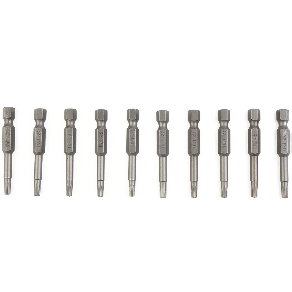 Reduce Swinging and Increase Efficiency 10Pcs Alloy Steel Torx Screwdriver Bit T20 50mm Length 6 35mm Hex Handle