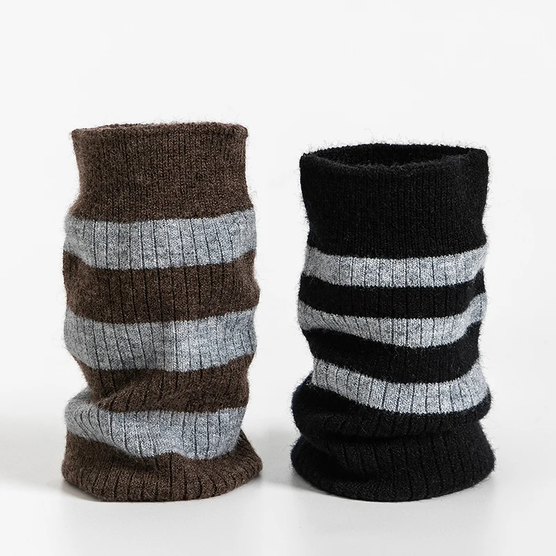 

3 пары камвольных носков из 100% шерсти для женщин, осенние и зимние высокие полосатые носки, британские носки в индивидуальной упаковке