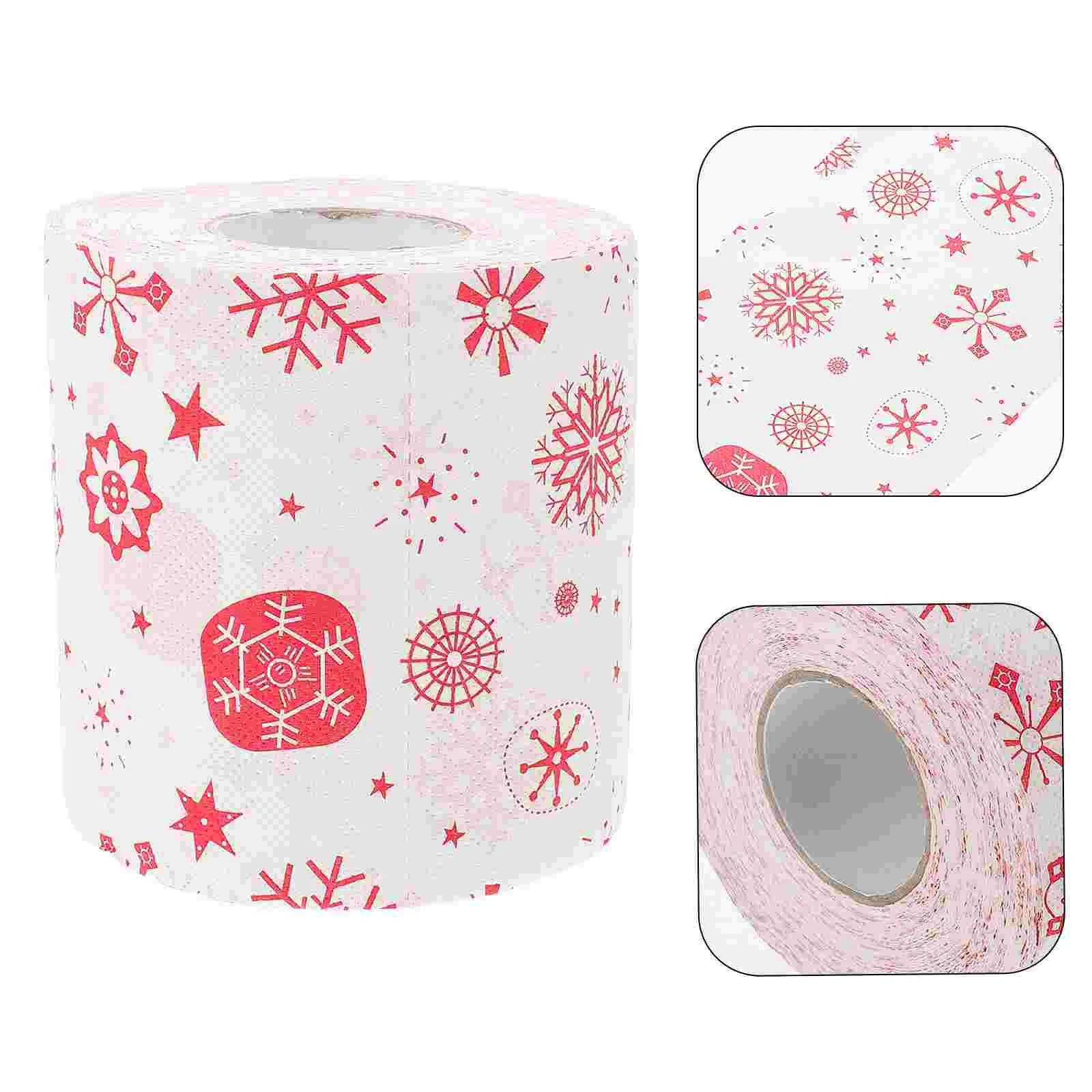 Set tisu kamar mandi, kertas Toilet Natal dicetak untuk ornamen