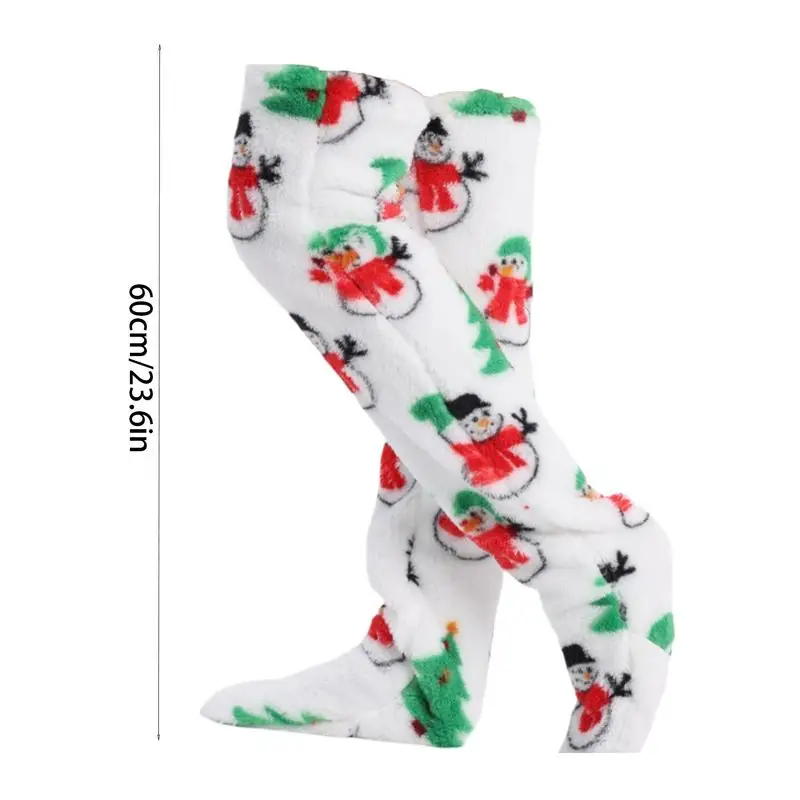 Christmas Fuzzy Socks For Women Long Fuzzy Christmas Socks Women Plush Girls Christmas High Socks Over The Knee High Christmas