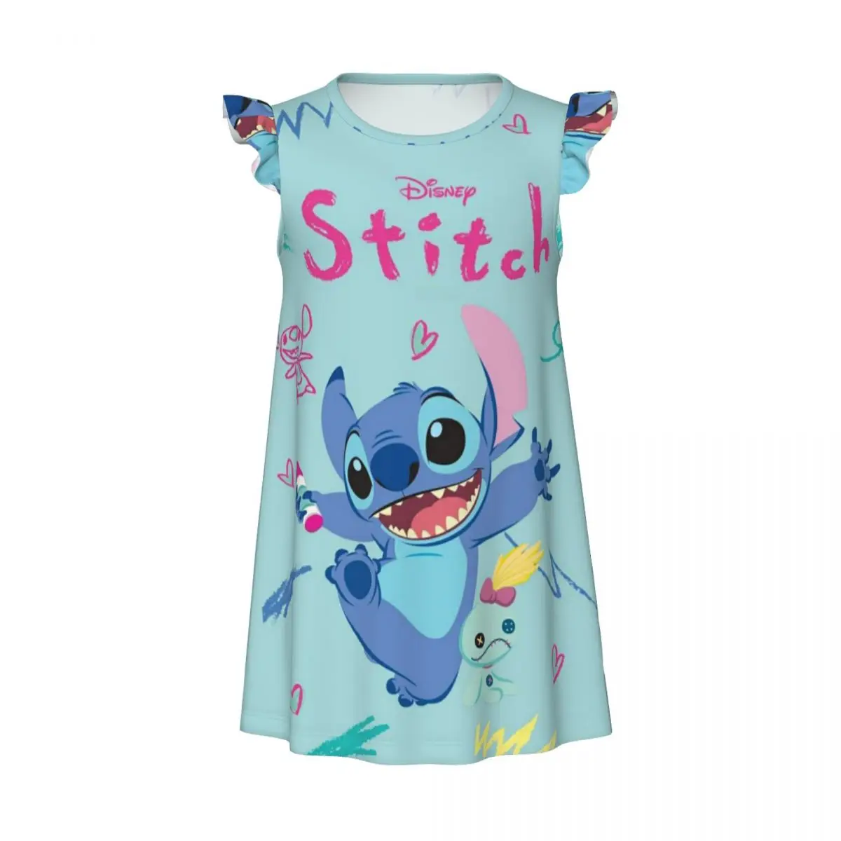 Girl's Stitch and Nightgowns Cute Night Dress Sleepwear Angel Pajamas Nightie for Little Girls