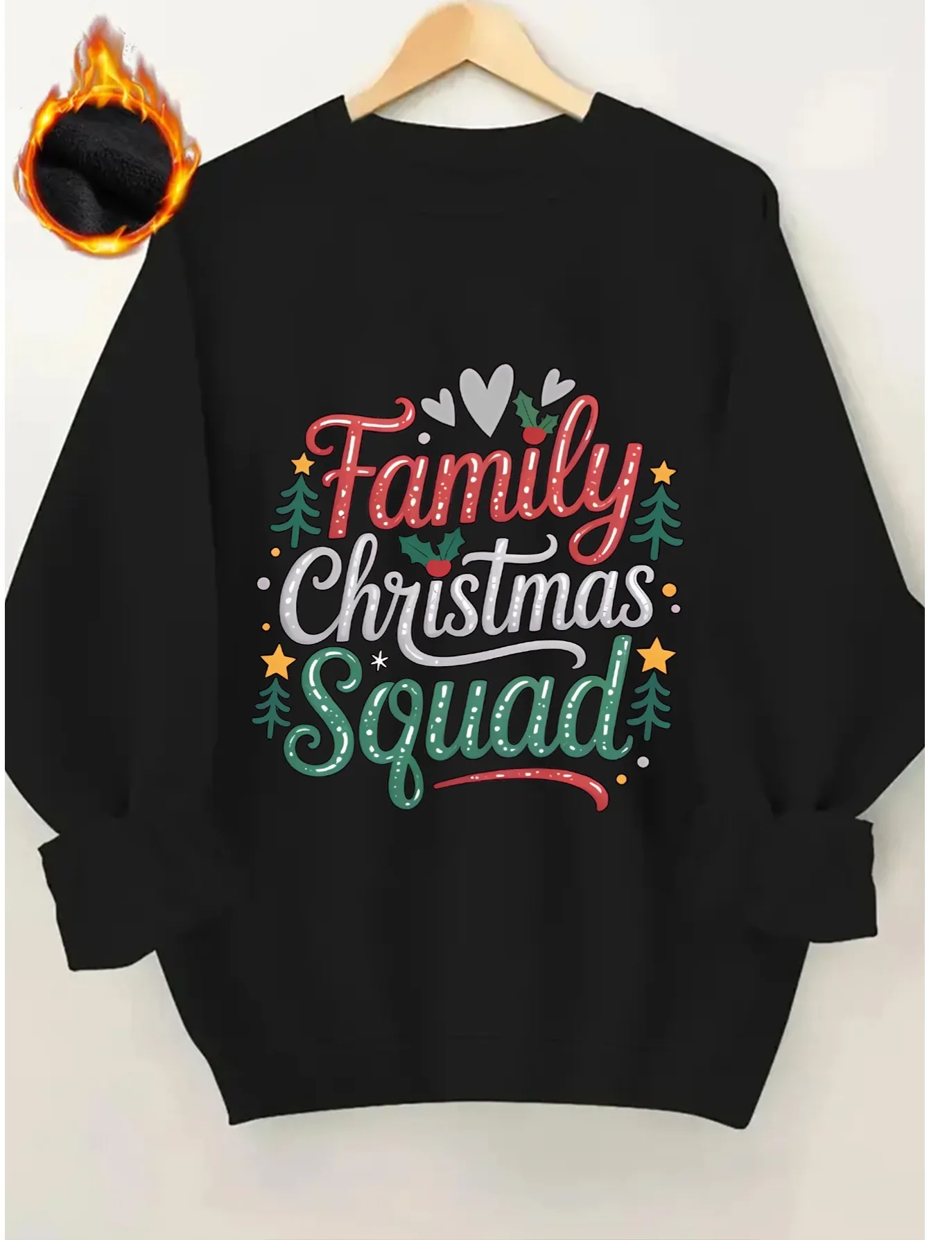 Matching Christmas Sweaters For Female Family-Thick Pullover With Fleece Fabric And Family Letters