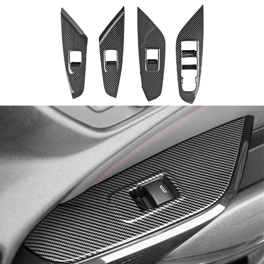 Window Lift Switch Panel Cover Trim For Trax 2023-2024 Carbon Fiber Car Interior Door Handle Panel Pull Trim Cover