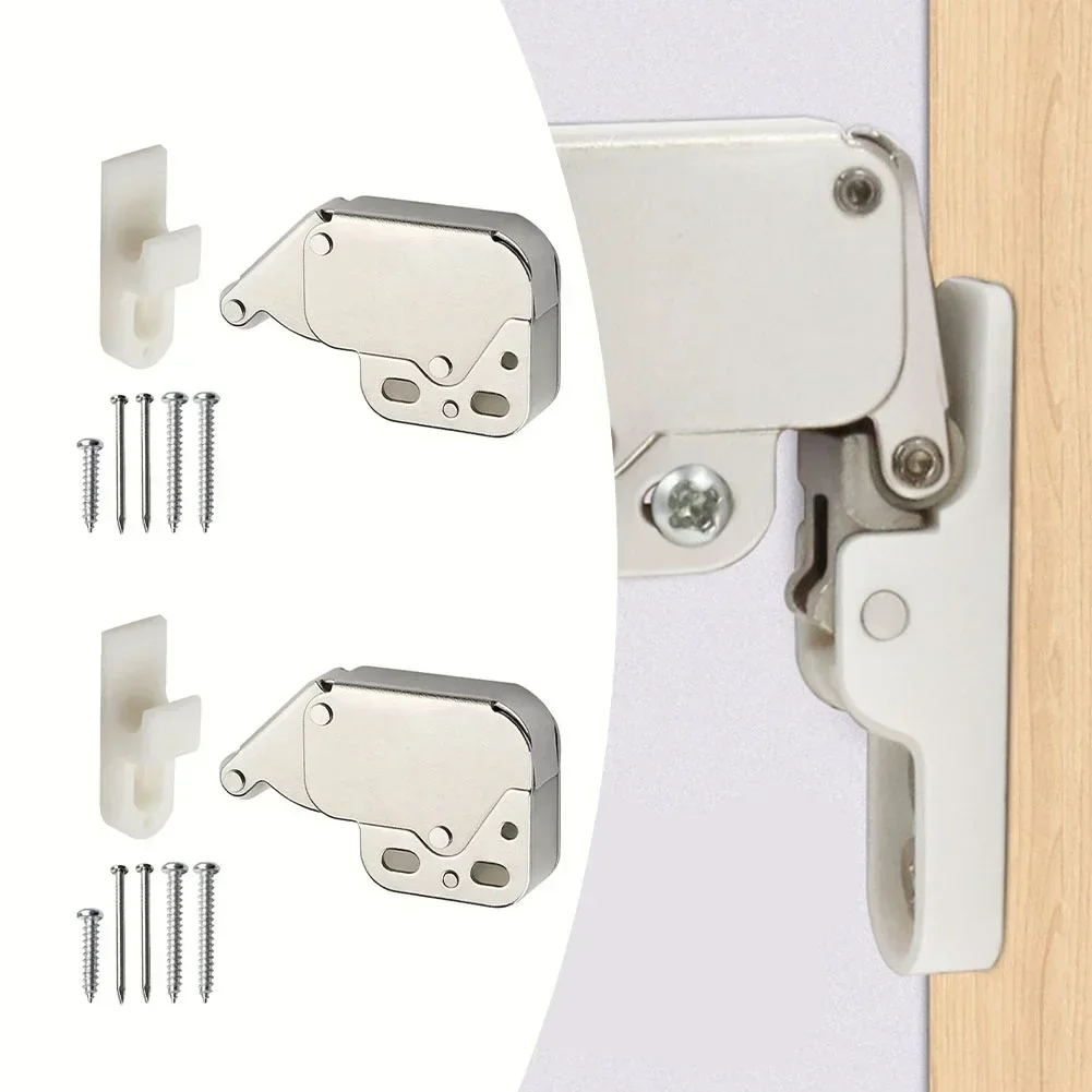 2Pcs Latch Automatic Spring Lock For Cabinet Spring Bounce Door Deadbolt Magnetic Touch Cabinet Self-Locking Device Fittings