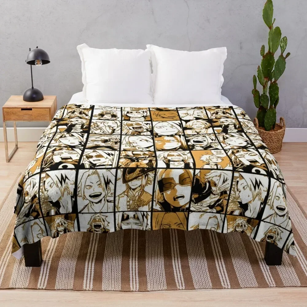 

BNHA Kaminari Denki collage Throw Blanket Tourist Moving Sofa Throw Soft Plaid Blankets