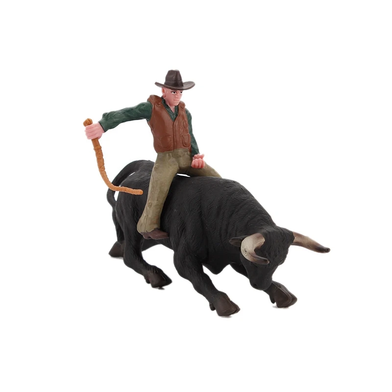 

Simulation Spanish Bullfighting Model Static North African Bison Pongal Rider Solid Static Decoration Educational Toy