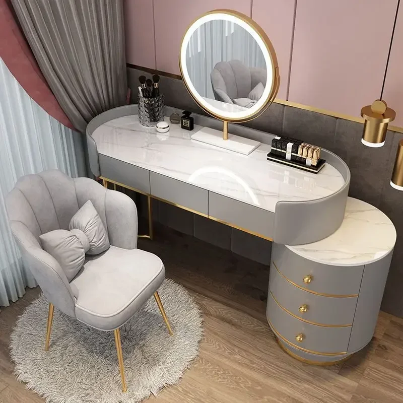 Modern Vanity Desk Dresser Table LED Mirror Home Bedroom Dressing Table Density Board Makeup Table With Vanity Bedroom Furniture