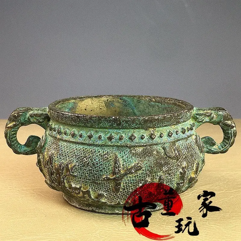 Retro Double-eared flower and bird pattern incense burner Ornament Decoration Tea Pet Figurines Desk Decor Accessories