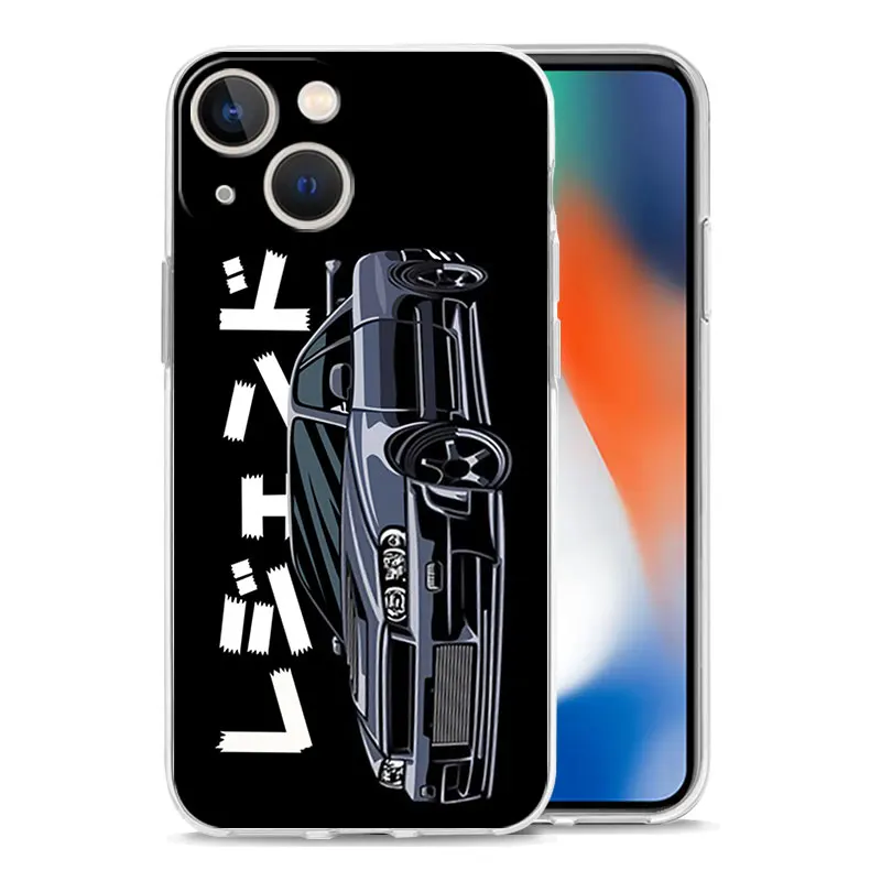 Luxury Phone Case For iPhone 15 14 13 12 11 Pro Max XS X XR 7 8 Plus Soft Clear Shockproof Cover JDM Tokyo Drift Sports Car