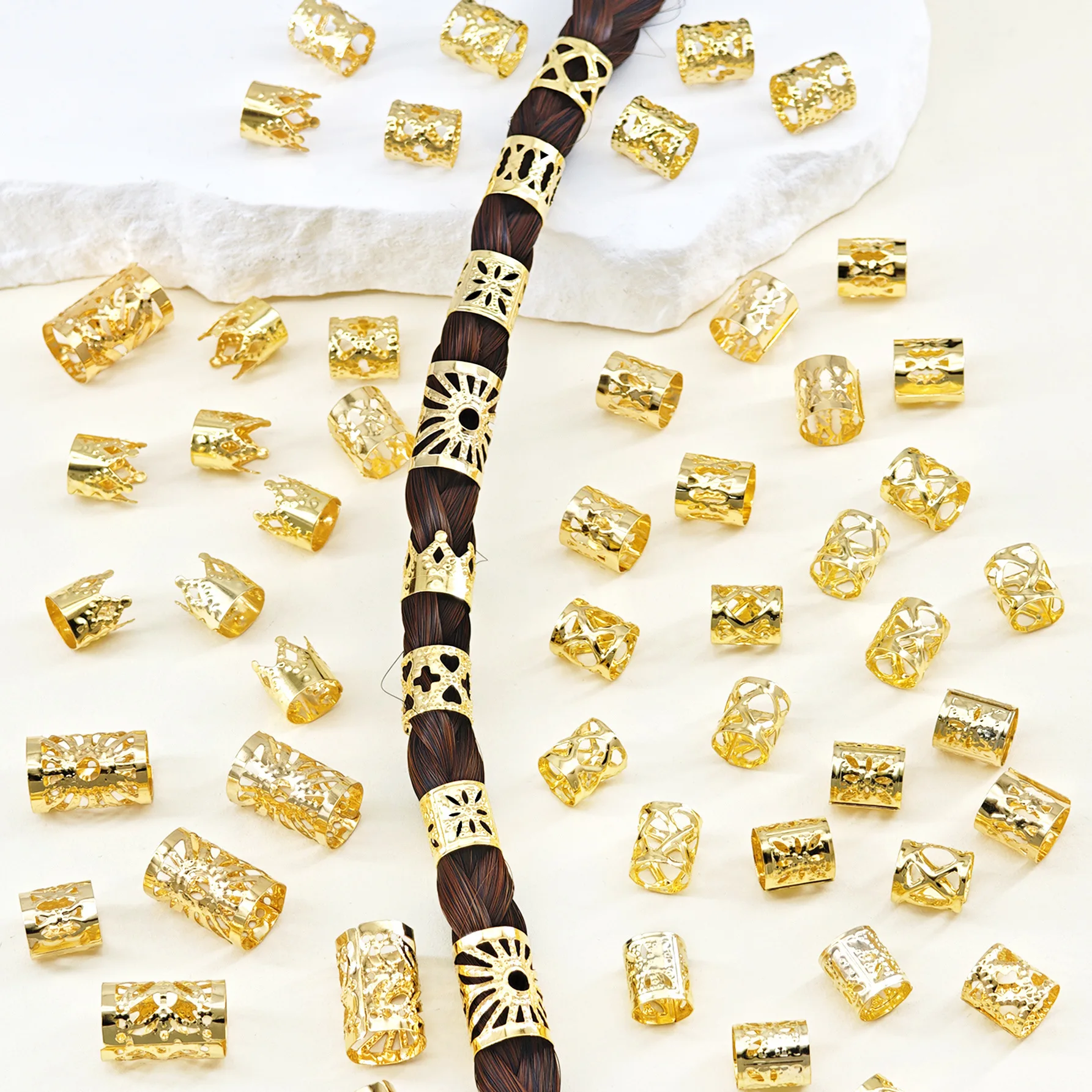 

Premium 180 Count Crown Dreadlocks Hair Ring for DIY Braid Extension Decoration Craft