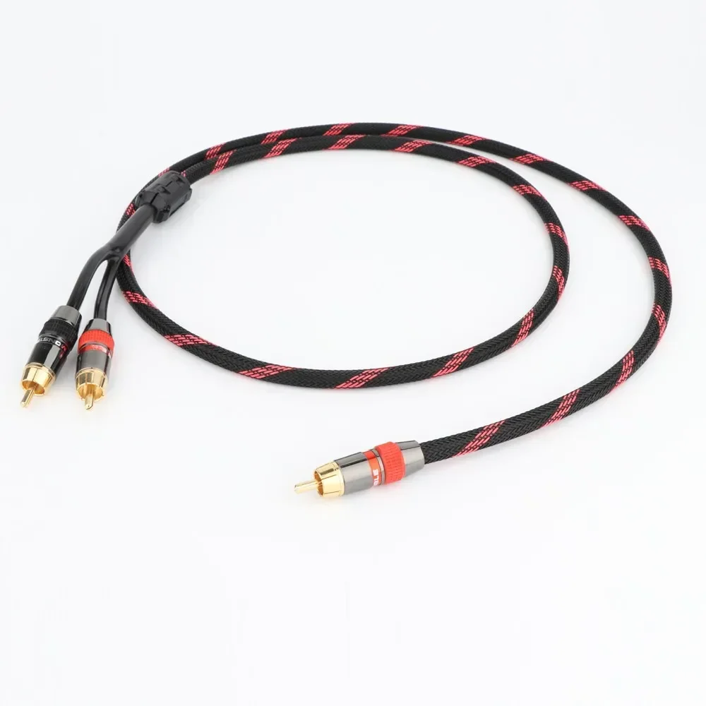 Preffair HIFI Pure Copper Single RCA to Dual RCA Subwoofer audio cable One Sub-2 Splitter Y RCA Cable