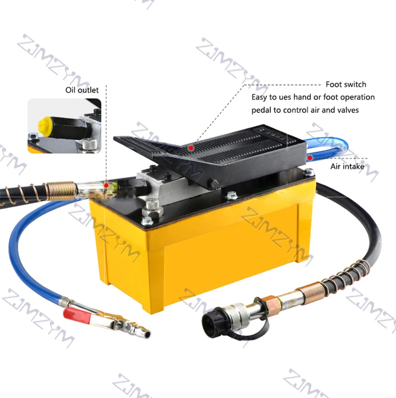 70Mpa Pneumatic Hydraulic Foot Pump 700bar/1000psi Auto Beam Corrector Parts Sheet Metal Repair Pneumatic Foot Pump 1700cm³