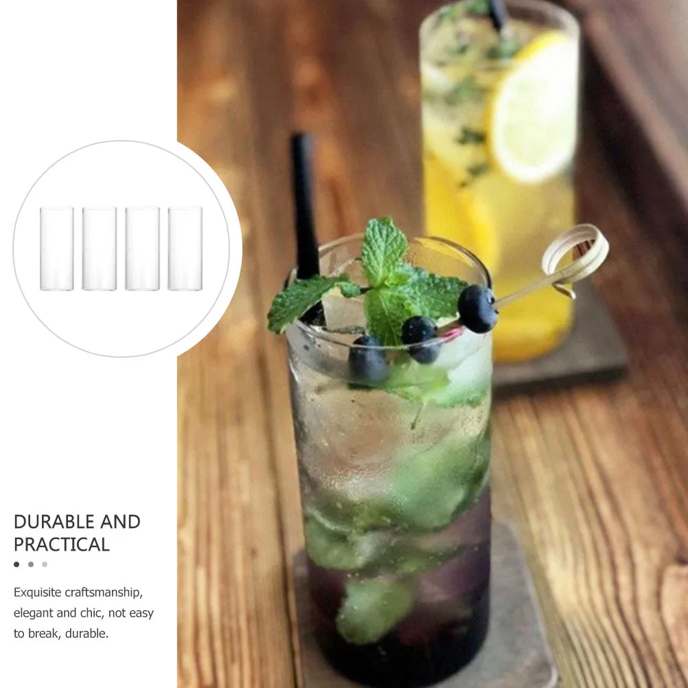 

4Pcs Heat-Resistant Coffee Cup Transparent Glass Elegant Simple Style Beverage Glass for Bar Restaurant Home Glasses