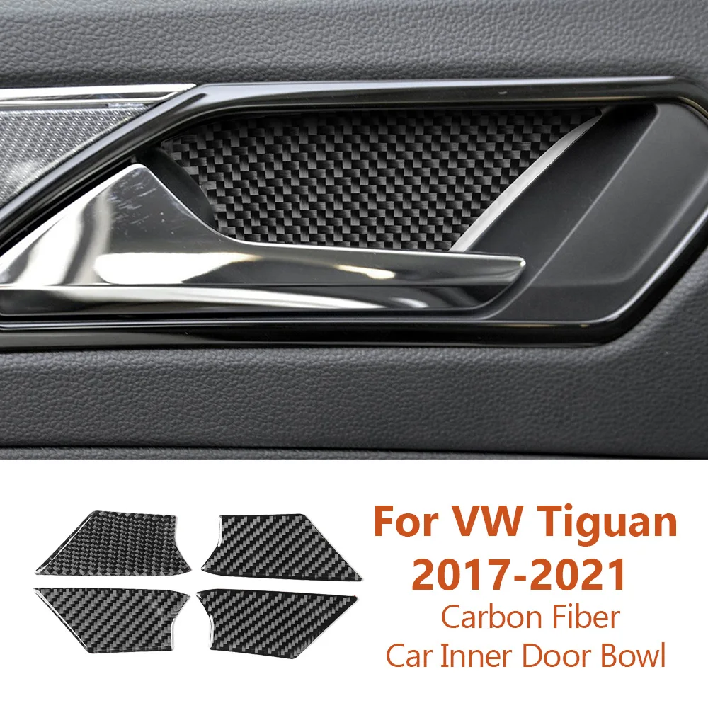 

For Volkswagen VW Tiguan 2017-2021 Carbon Fiber Car Inner Door Bowl Panel Decorative Stickers Auto Interior Modify Accesorios