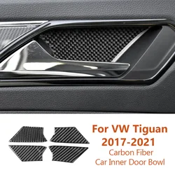 For Volkswagen VW Tiguan 2017-2021 Carbon Fiber Car Inner Door Bowl Panel Decorative Stickers Auto Interior Modify Accesorios