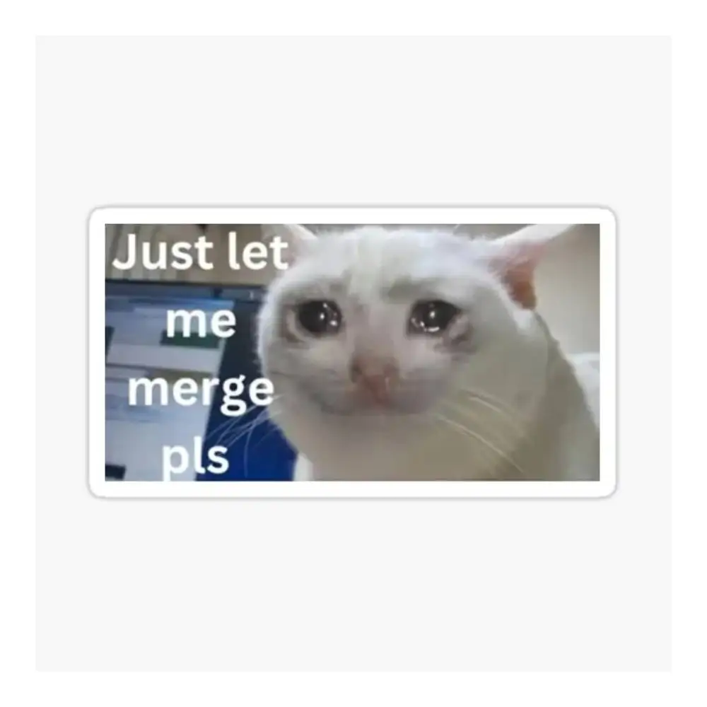 Just Let Me Merge Pls Funny Crying Cat Meme Bumper Sticker Ersonality Decoration Car Electric Car Helmet Rear Windshield Body