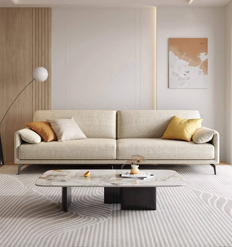 

Luxury Modern Simple Three-seater Sofa Set Living Room Furniture Velvet Fabric Couch for Apartment Villa