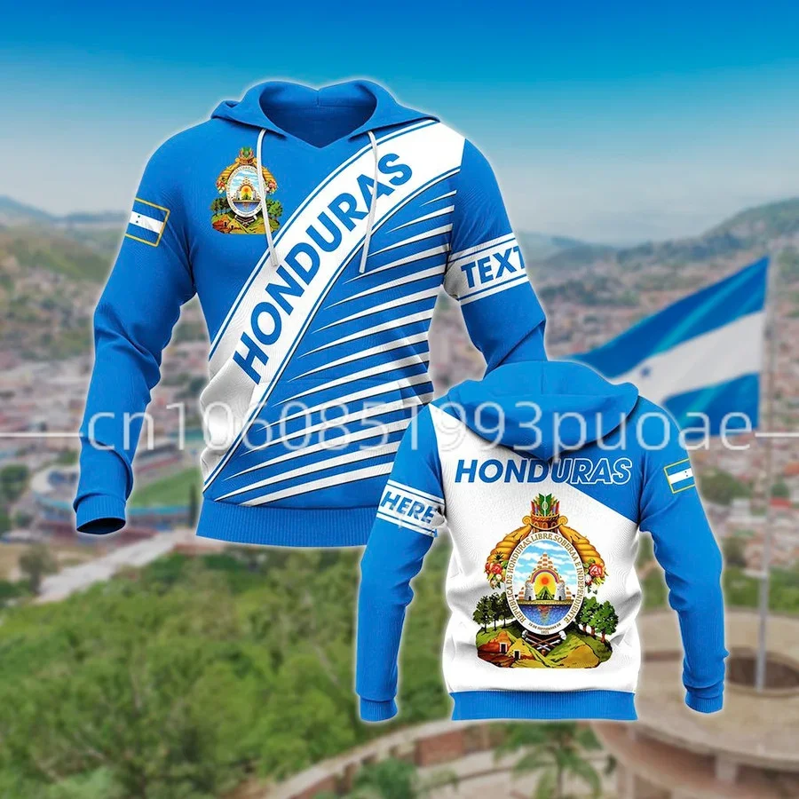 

New Men's Hoodie Flag of Honduras Flag Fashion Casual Street Zipper Hoodie Oversize Custom Name Men's and Women's Hoodie