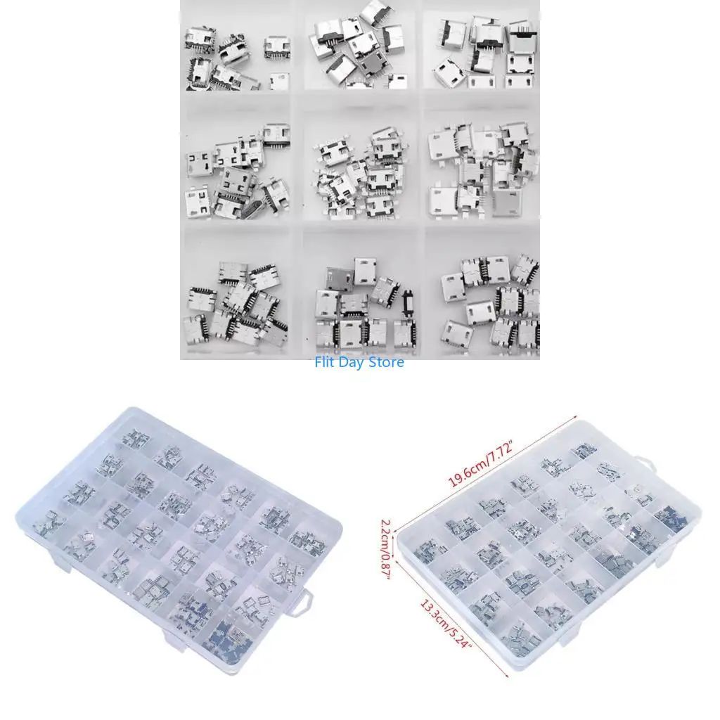 F92C Micro-USB Connector 24 Models Charging Port for Mobile Tablet GPS 240Pcs/Set Standard Micro Port Female Solder Plug Jac
