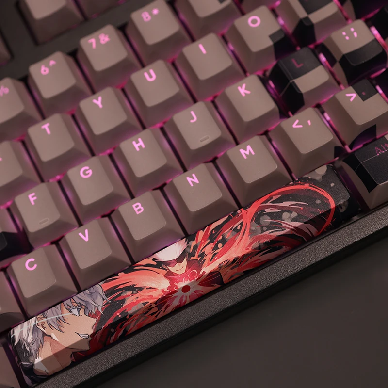 Imagem -03 - Jujutsu Kaisen Satoru Gojo Anime Game Keycaps 108 Teclas Linguagem Rgb Material Pbt Perfil Cereja Caps Teclado Mecânicos