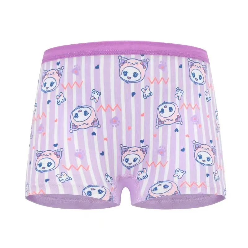 4-Piece Pack Breathable Cotton Girls Panties Double Layer Bottom Comfort Daily Wear Children\'s Underwear Cute Cartoon Print