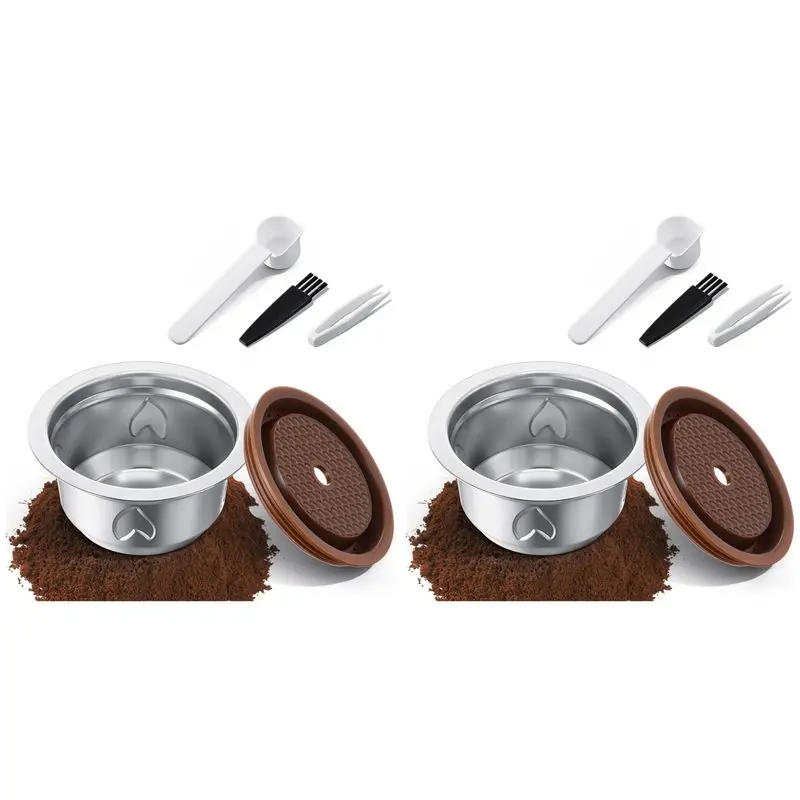 

BAAO-2X Reusable Coffee Pods Kit, 230Ml Stainless Steel Coffee Capsule,For Nespresso Vertuo Machines, Includes Silicone Lid