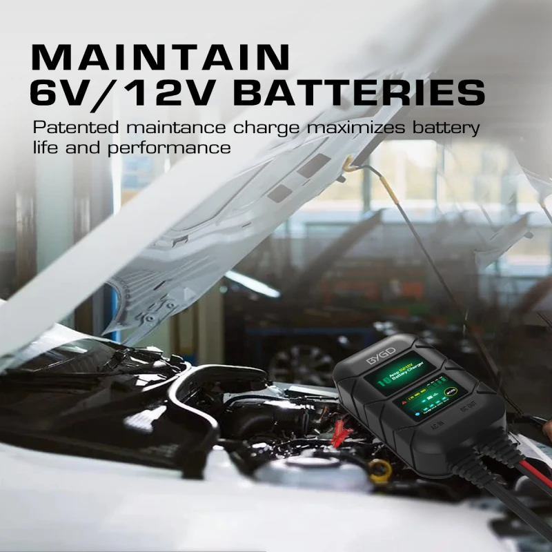10A Smart Battery Charger 6V/12V Lead Acid & Lithium Battery Universal Car Battery Maintainer IP65 Waterproof For Car Motorcycle