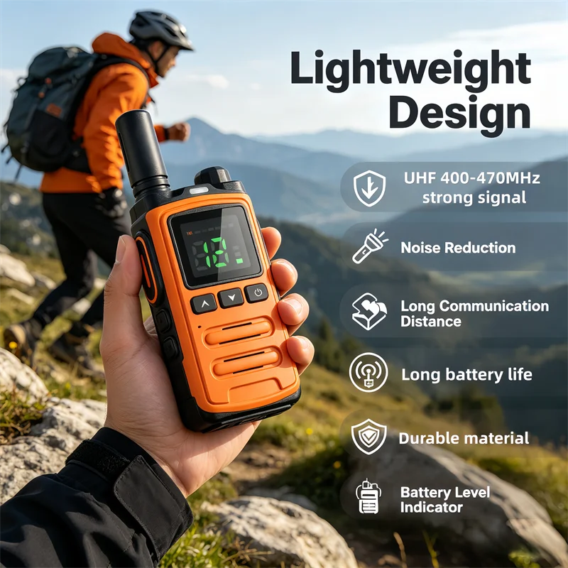 Handheld Two Way Radio Walkie Talkies LCD Screen CTCSS DCS Long Range Rechargeable 16CH for Kids Outdoor Camping Hiking Hunting