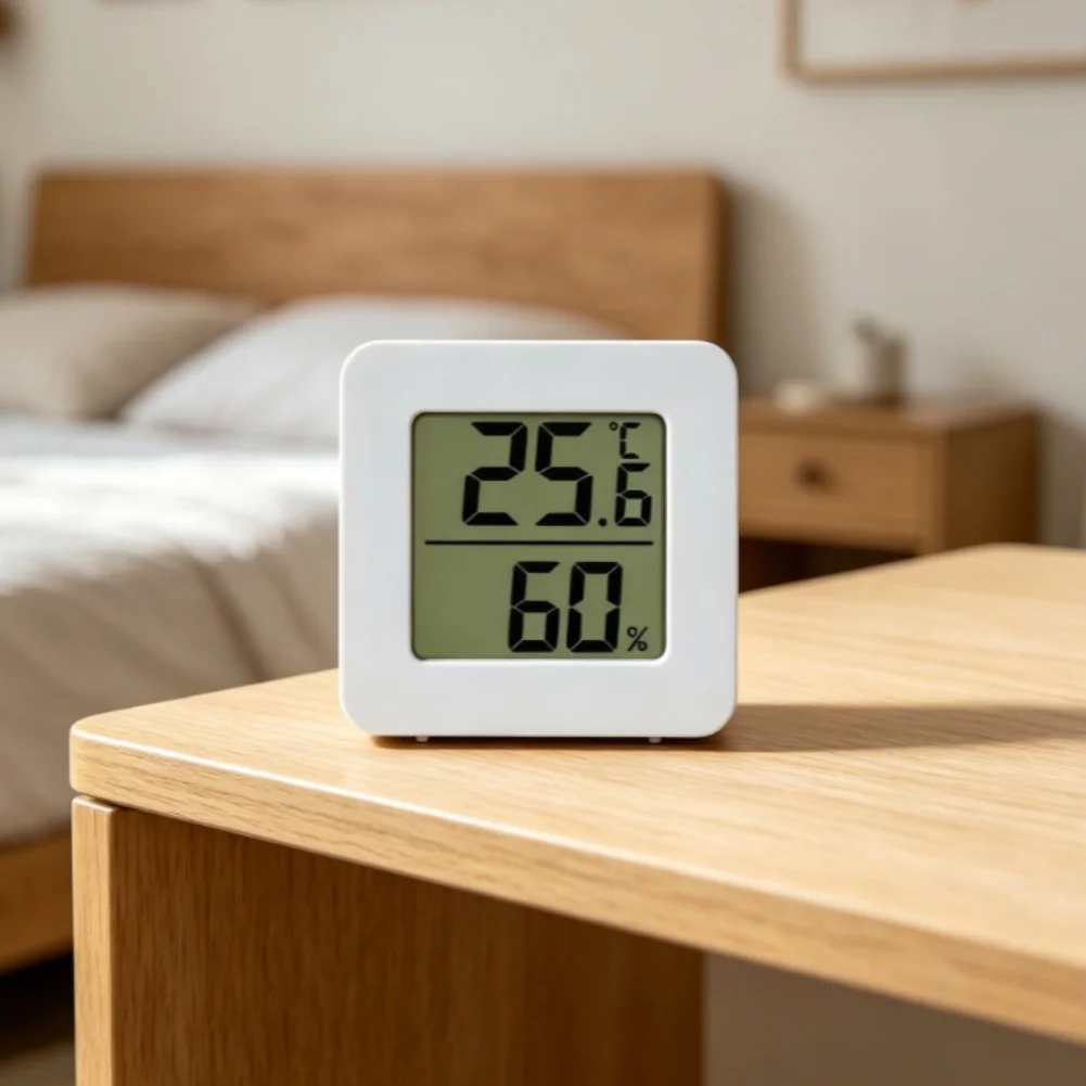 Digital Indoor Thermometer with Precise Temperature and Humidity Measurement for Wall Mounting Compact Design Battery