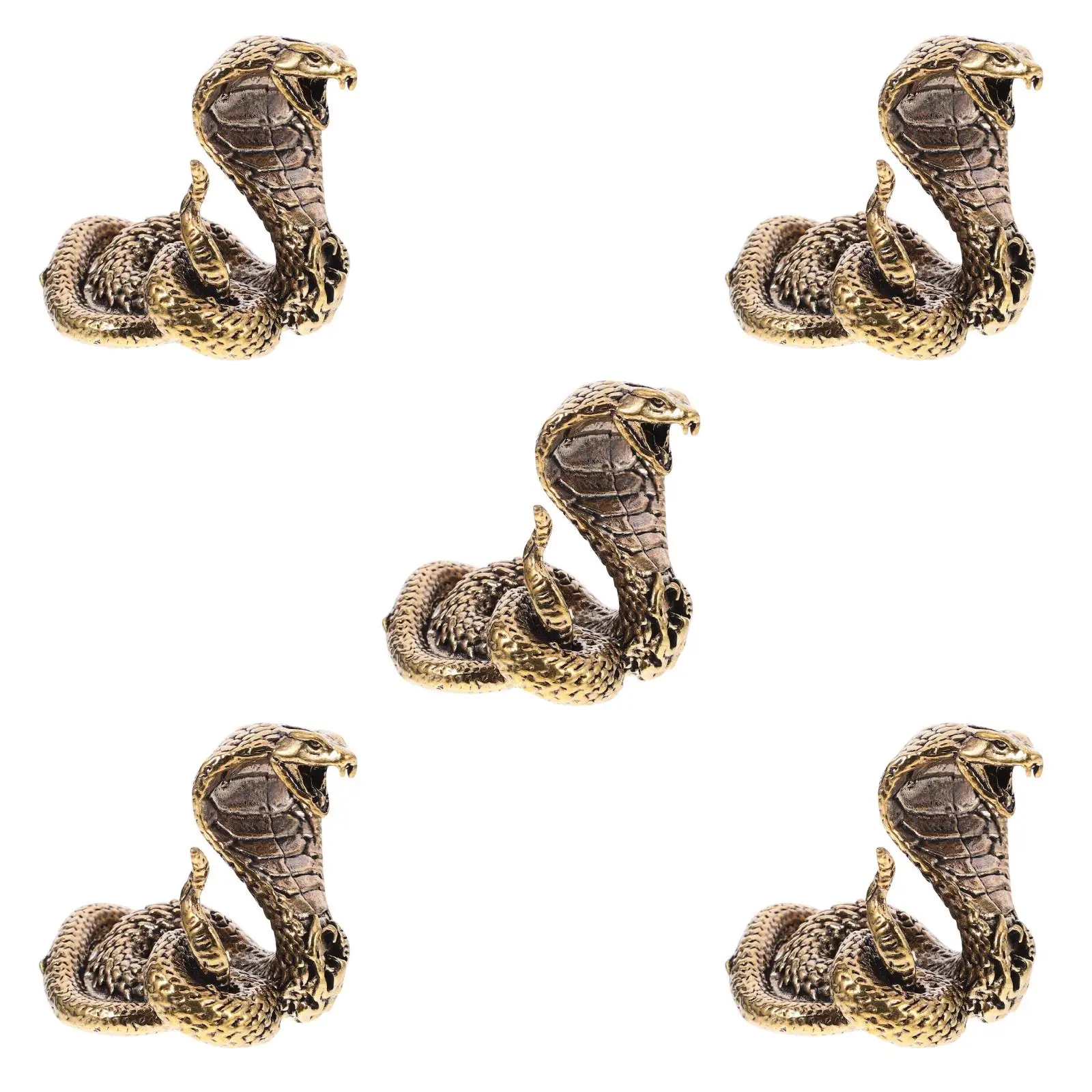 

5pcs Set of 5 Brass Snake Decor Statue Small Coiled Statues Tiny Halloween Sculpture Sculptures Home Fogurine