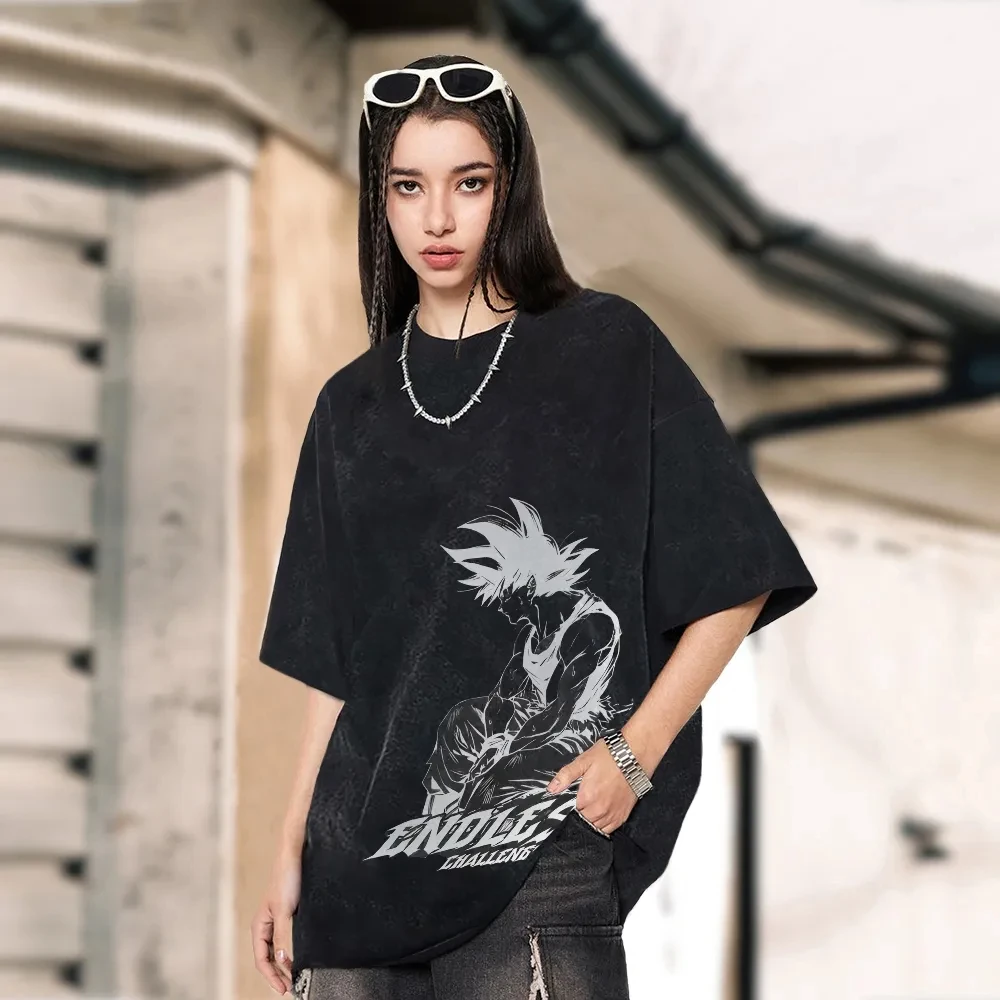 Camiseta de manga corta con estampado de Dragon Ball, ropa informal de verano, ropa de calle para hombre, camiseta para hombre lavada y cómoda Pop