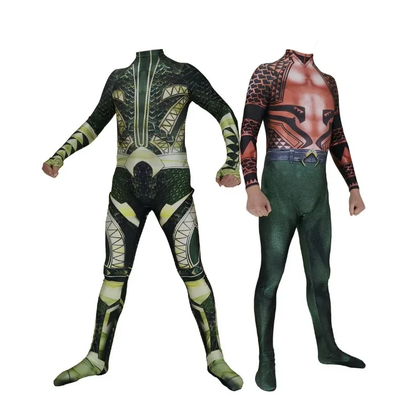 Film Aquaman Cosplay Kostuum Jumpsuits Battle Halloween Bodysuit Zentai Voor Carnaval Rollenspel Party