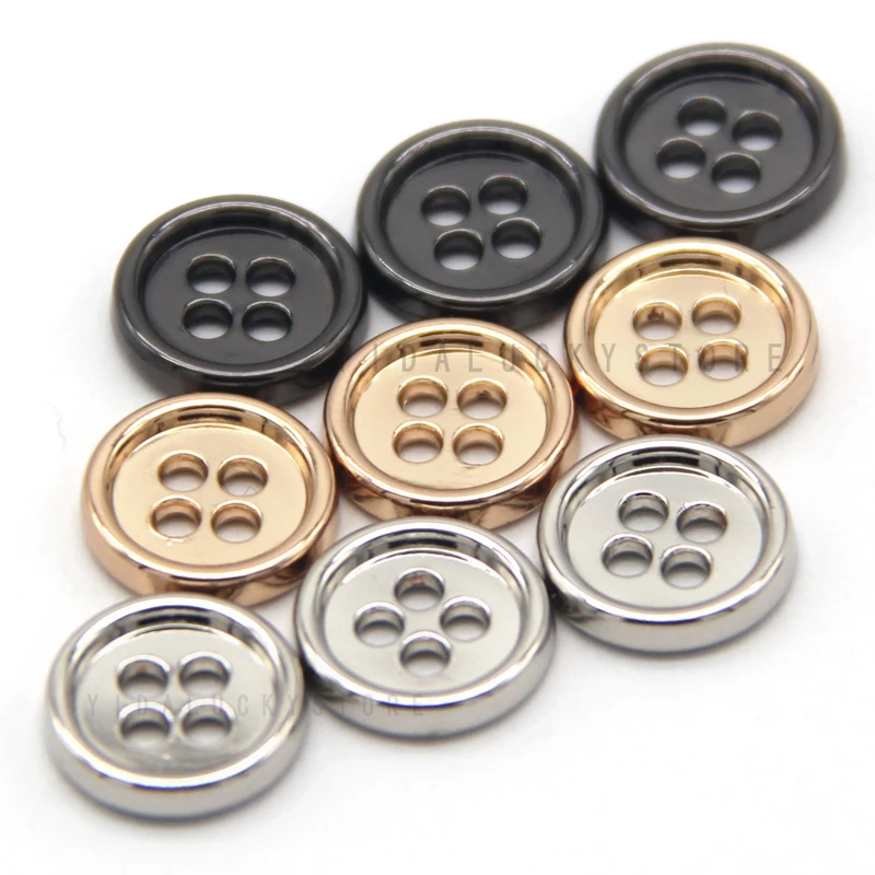 HENGC 11mm Small Kids Shirt Gold Metal Buttons For Clothes Women Cuff Decorations 4 Holes Quality Sewing Accessories Wholesale