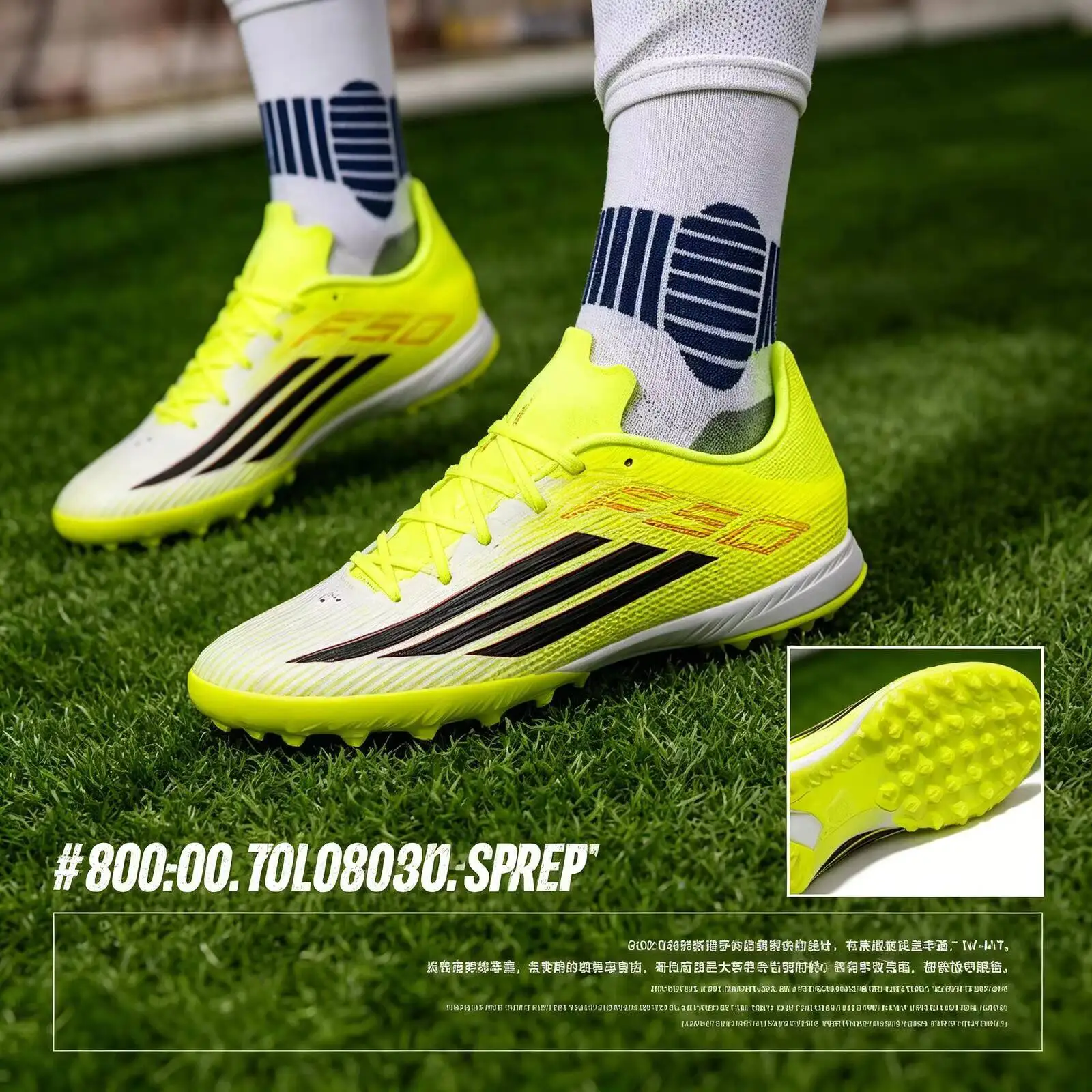 Adidas Men TF Turf Soccer Cleats Breathable Lightweight Anti Slip Outdoor Training Football Sneakers JR8978 sport