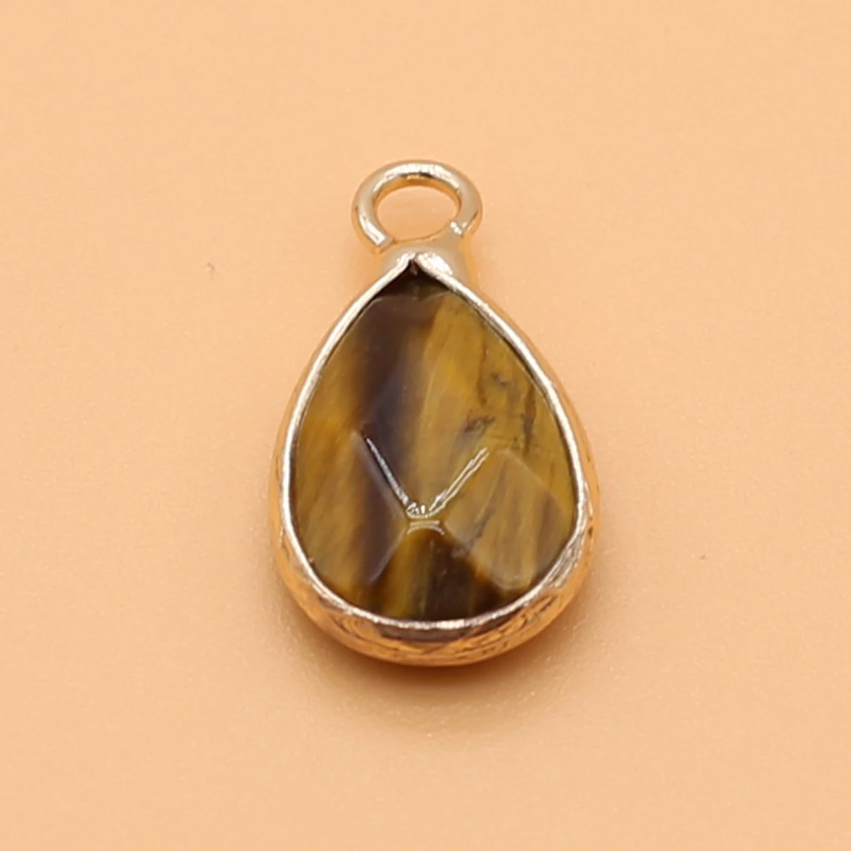

2PCS Gold Plated Natural Tiger Eye Stone Water Drop Shape Pendant DIY for Necklace or Jewelry Making Size 10*18mm